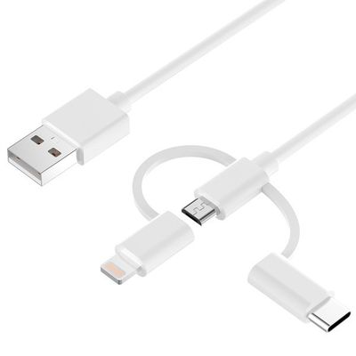 Pvc 3 In 1 USB A To Micro Type C 1m 3ft Lightning Multi Cord Charger