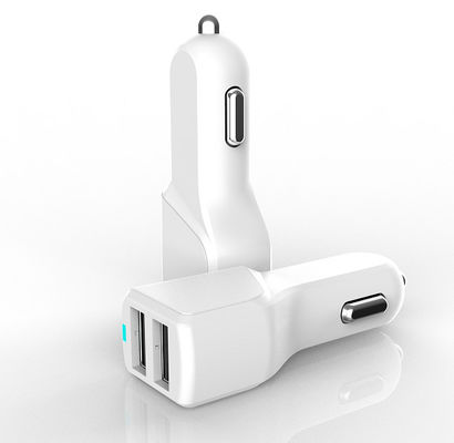 White KOSUN 5V2.4A Dual Port Vehicle Charger Samsung